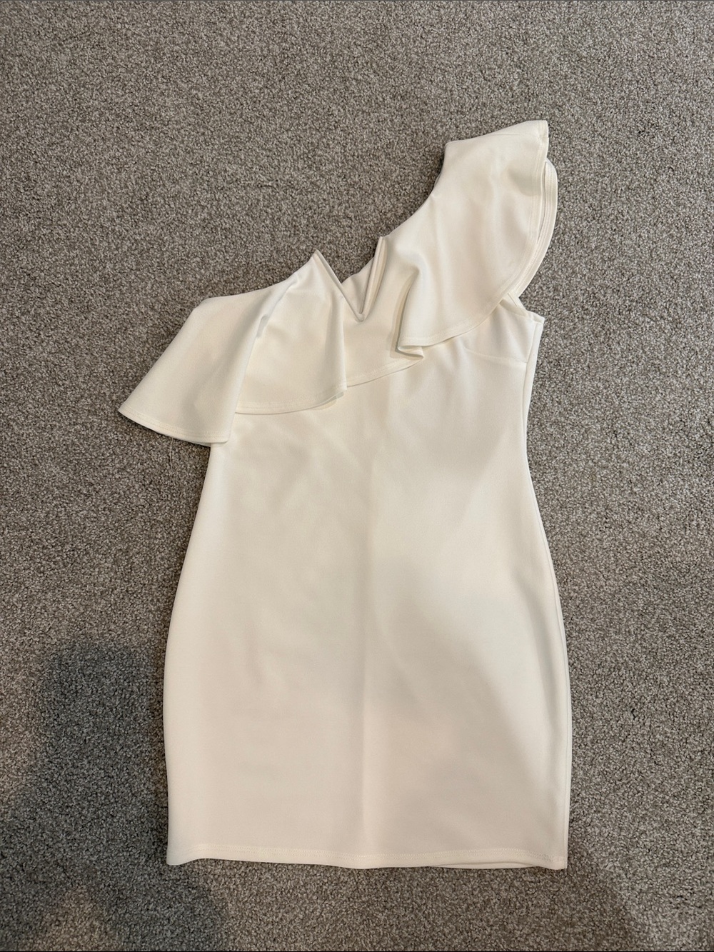 White One-Shoulder Ruffle Dress - Brand: Blue Blush
